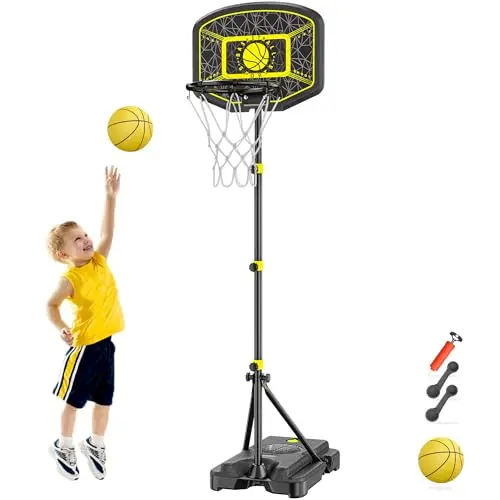 Panier de Basket pour Enfants, Hauteur Réglable de 110-190 cm, Jouets d'extérieur et d'intérieur pour Enfants