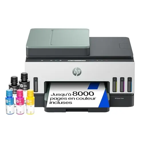 HP Smart Tank 7307, 941P5A, Imprimante Multifonction Couleur, à Jet d’Encre, Wi-FI, AAD 35 Feuilles, Impression Recto Verso Automatique, Numérisation et Copie, Grise