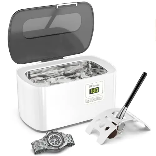 KECOOLKE Nettoyeur à ultrasons pour Bijoux, 600 ML Nettoyant sonique avec minuterie numérique pour Lunettes, bagues, pièces de Monnaie, Anneau, Argent