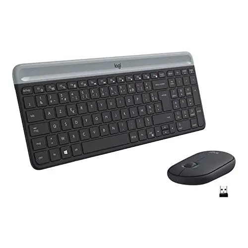 Logitech MK470 Combo Clavier et Souris sans Fil pour Windows, 2,4 GHz avec Récepteur USB, Ultra-Fin, Discret, Batterie Longue Durée, Souris Optique, Clavier AZERTY Français - Noir