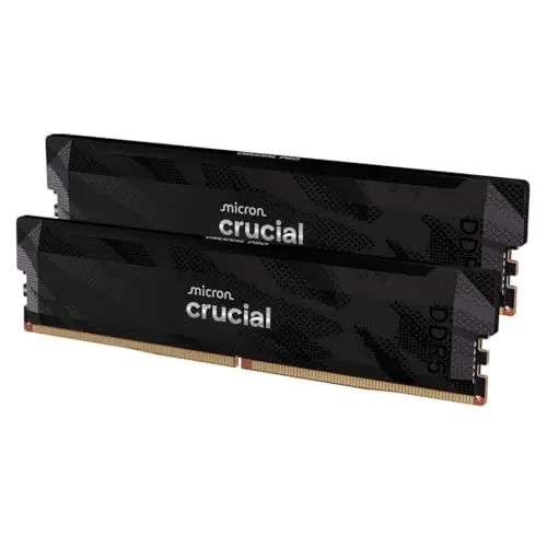 Crucial Pro RAM DDR5 32Go Kit (2x16Go) 6400MHz CL32, Overclocking Gaming, Mémoire pour Ordinateur de Bureau, Intel XMP 3.0 / AMD Expo, Noir - CP2K16G64C32U5B