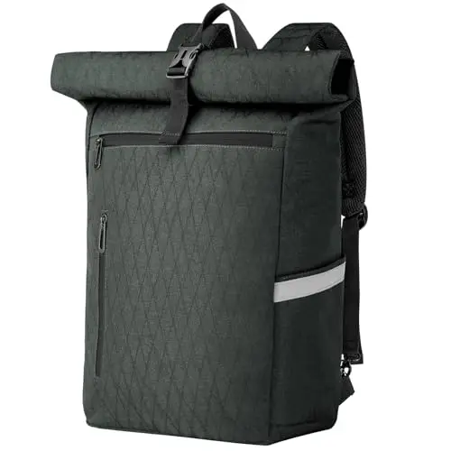 Fietstas voor bagagedrager, 22 Liter, fietstas, rugzak voor Heren, meerdere bagagedragertas met laptopvak, 2-in-1 fietstas, rugzak Combi, reflecterend (Zwart)