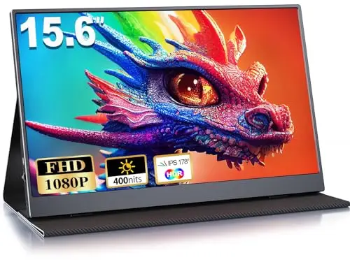 Ecran Portable, 15.6 Pouces, Moniteur Portable IPS 1080P FHD avec Mini HDMI USB C, Écran Monitor de Jeu Eye Care, pour Ordinateur Portable, PS5, Mac, Xbox