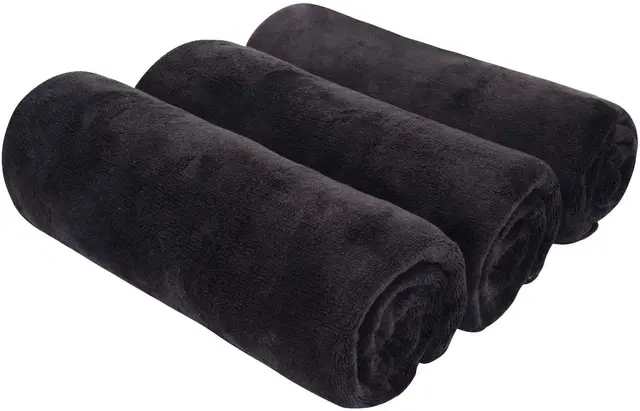 Serviette Sport Musculation Microfibre Serviette de Sport Homme Gym Fitness Sechage Rapide Absorbant Femme 40 x80 cm Lot de 3 Noir