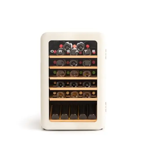 CREATE/WINECOOLER RETRO XL/Cave à vin électrique 45 bouteilles, blan cassé/Design rétro, 115L, bouteilles 75cl, matériaux robustes