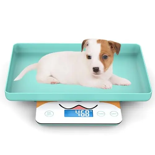 Digitale Mini-Haustierwaage für Neugeborene und Kleintiere, Präzisions-Grammwaage zum Wiegen, Genauigkeit von 0,03 oz, Kapazität von 33 lbs, fünf Einheiten umschaltbar, blau