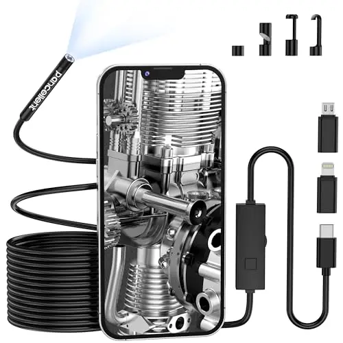 Pancellent Endoscopique d'inspection Serpent 5,5 mm 1920P HD Type C, Caméra de Portée avec 6 Lumières LED pour Smartphone Android et iOS, IPhone, IPad, Samsung 5M