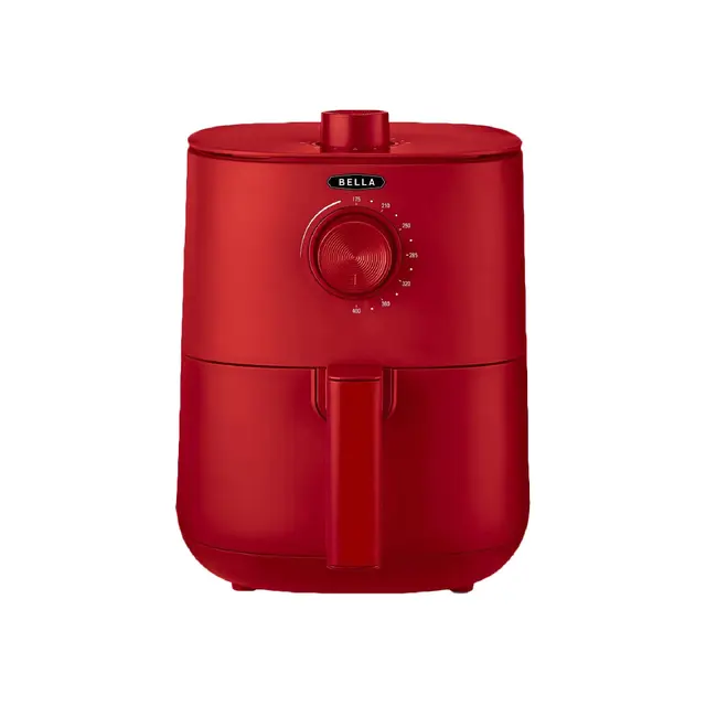 bella Friteuse à Air Manuelle de 3 L, Multifonction 5-en-1 avec Plateau et Panier Antiadhésifs Amovibles et Lavables au Lave-vaisselle, 1400 Watts, Rouge Mat
