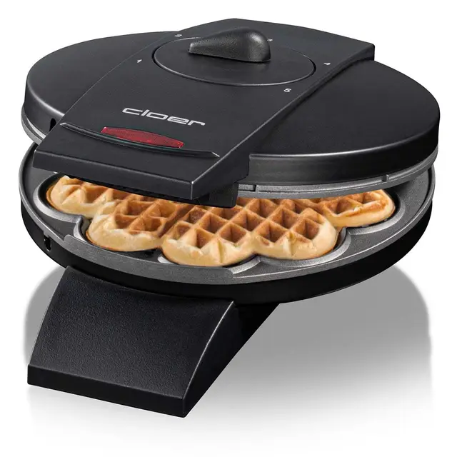 Cloer 1620 Gaufrier pour gaufres en forme de cœur, 930 W, taille de gaufre 15,5 cm, degré de brunissement infiniment variable, noir