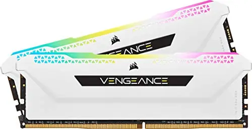 Corsair Vengeance RGB Pro SL 32Go (2x16Go) DDR4 Jusqu'à 3200Mhz C16 (PC4-25600) Kit mémoire de Bureau illuminé (10 LED RGB adressables Individuellement) - Blanc