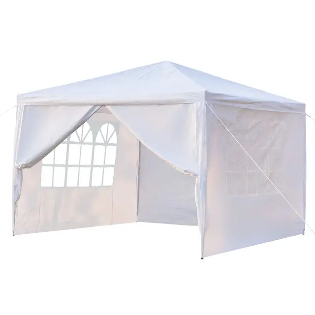 Tonnelle de Jardin Tonnelle Pliante Imperméable Tente de Reception 3X3m avec 4 Parois aux UV Pavillon Blanc Bâche PE Epaisse de env pour Fête Marriage Les Activités Commerciales