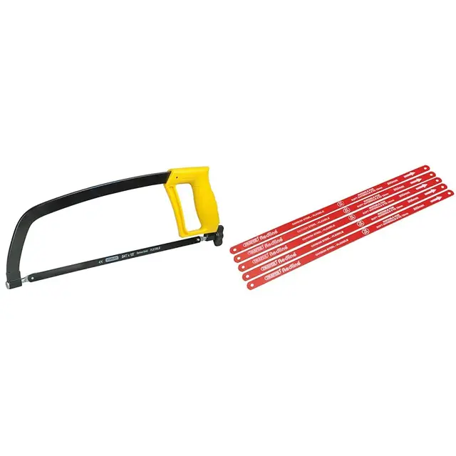STANLEY 1-15-122 Scie À métaux 300 mm - 10 dents/cm - Poignée Révolver Ergonomique Antidérapante & Draper Redline 68414-Lames de scie à métaux de 300 mm (5 pièces)