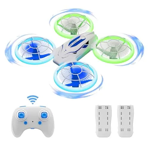 S60 Mini Drone Enfant - Jouet Quadricoptère RC avec Lumières LED, Hélices Entièrement Protégées, Cadeaux pour Garçons Filles Débutants 2 Batteries