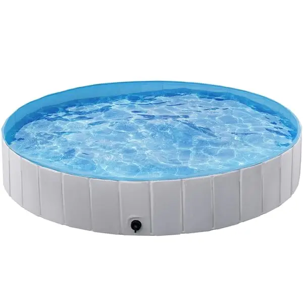 Yaheetech Piscine Chien Pliable 180 x 30cm Piscine Baignoire Chien Bassin de Baignade Portable Bain pour Chiens/Chat Extérieur Intérieur Antidérapant avec Patchs de réparation et Brosse Gris