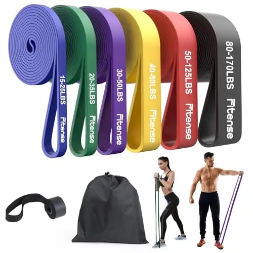Fitense Kit Bandes de Résistance pour Femmes - Lot de Bande de Elastique Musculation avec Ancrage de Porte/Sac/Affiche, Bande de Resistance Traction pour Étirement/Pilates/Musculation/Thérapeutique