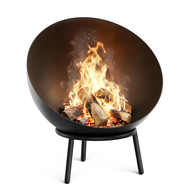 blumfeldt Fireball 66 cm Brasero - Brasero en Acier avec Design 2-en-1 inclinable, Acier de 3 mm d'épaisseur, Base Stable, Grille à Cendres, tisonnier et Housse de Protection Contre la Pluie