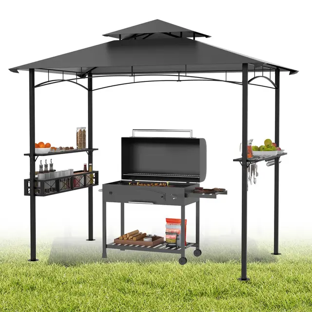 ACXIN Pavillon de Jardin Double Toit 245 × 153 × 250 cm Gris