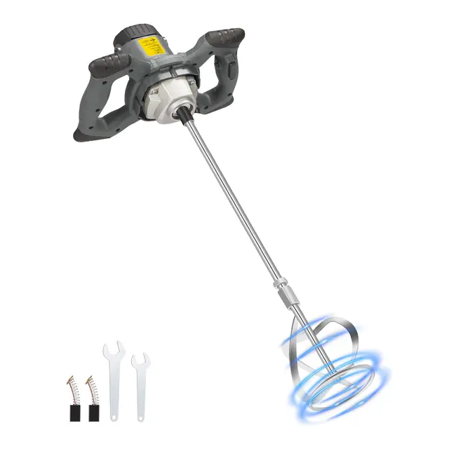 Malaxeur Mortier Colle 1200W, Malaxeur Beton 220V, Professionnel Melangeur Beton Avec 6 Vitesses (500-1050 tr/min), Betonniere Électrique Pour Mélanger Aliments/Plâtre/Peinture/Ciment/Mortier
