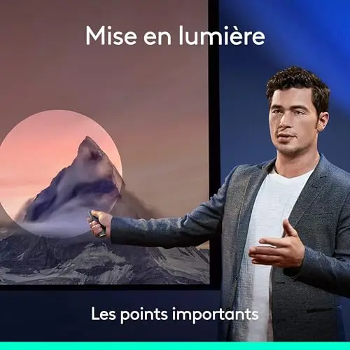 Logitech Spotlight Télécommande de Présentation sans Fil, Bluetooth et 2,4 GHz avec Nano-Récepteur USB, Pointeur Laser, Commandes de Diaporama, Portée de 30M, Minuterie Réglable, PC/Mac/Android - Gris