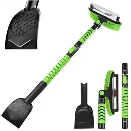 Brosse à neige pour voiture et pelle à neige (Vert, Brosse à neige)
