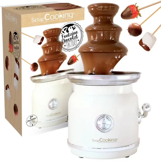 ScrapCooking - Fontaine à Chocolat - Tour 3 Étages en Inox & Maintien au Chaud - Design Vintage - Machine Fondue Chocolat Électrique - Idée Cadeau Pâtisserie Cuisine - 3897