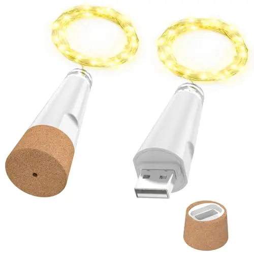 Guirlandes Lumineuses USB, Bouchon LED Rechargeable pour Bouteilles de Vin – Version 2024, Lumières Décoratives pour Fête, Noël, Mariage