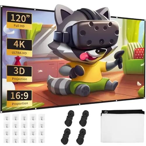 120 Pouces Ecran de Videoprojecteurs, Projecteur étanche épaissi Pliable écran, Double Face Anti-Plis Projection pour Vidéoprojecteurs, Écran pour Cinéma Maison, Fête, Nuit de Cinéma, Commercial
