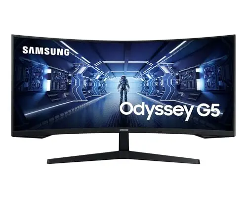 Samsung Ecran PC Odyssey G55T 34'' 165Hz, 1ms, Dalle VA 1000R, UWQHD 3440x1440, 2500:, 250cd/m2, AMD FreeSync Premium, Pied Ajustable,HDMI, DisplayPort