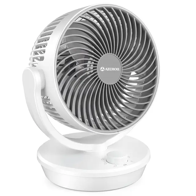 Ateroll Ventilateur Ultra Silencieux 27,5 cm, Ventilateur de Table Petit Circulateur d'Air 3D Turbo 3 Vitesses, 130° Vertical & 100° Horizontal Oscillant, Silencieux pour Chambre Salon Bureau