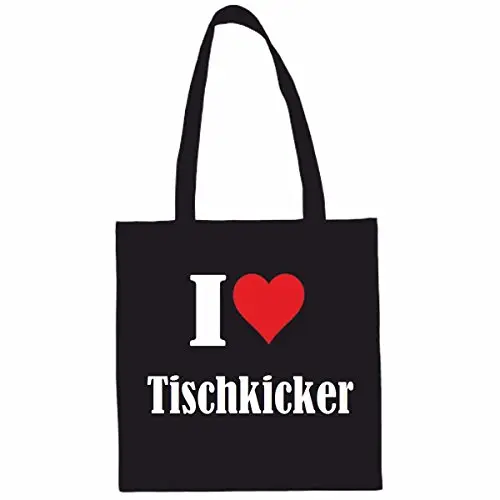 Tasche I Love Tischkicker Größe 38x42 Farbe Schwarz Druck Weiss