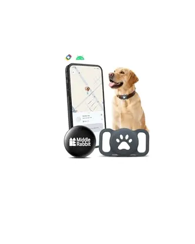 Traceur GPS Chien pour Android, sans abonnement, Compatible Google Find Hub, Traceur pour Collier de Chien avec étui en Silicone, localisateur
