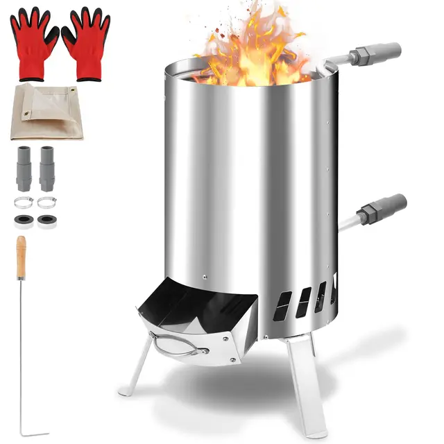 Chauffage de piscine à bois, Chauffage de piscine avec feu, Chauffage de piscine tonneau de feu, Piscine extérieure en acier inoxydable chauffée avec seau de feu, connexions de 32/38 mm, 100%