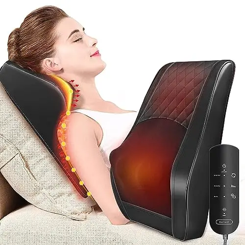 Masseur Cervical avec Coussin Chauffant, Massage Dos et Cou, Soulage Douleurs Musculaires Cou, Épaules, Dos, Jambes et Pieds, Idéal Cadeaux pour Homme, Meres, Pere, Grand Mere