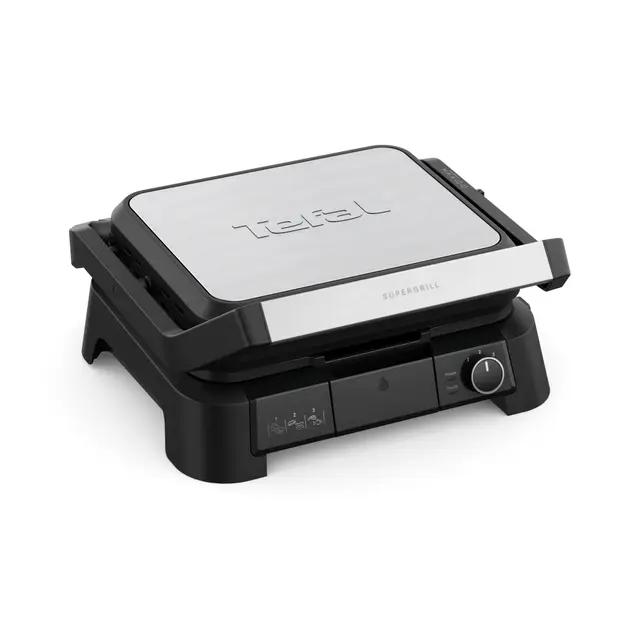 Tefal SuperGrill 3-en-1, Gril de contact, Appareil croque-monsieur et gril d'intérieur, Thermostat réglable, 3hauteurs possibles, 2000W, GC510DE0
