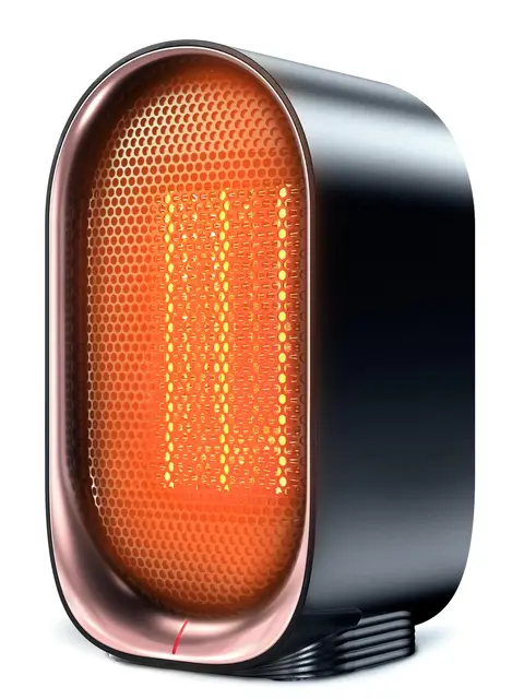 Radiateur soufflant,1000W chauffage céramique PTC avec protection surchauffe et anti-basculement, Appareil de chauffage électrique portable silencieux pour bureau ou chambre, Noir