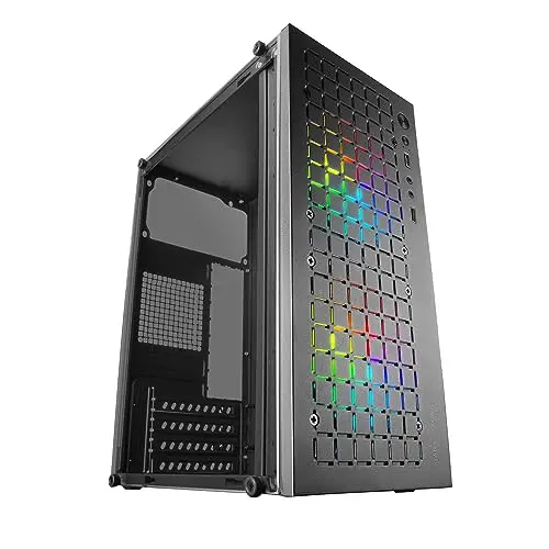 Mars Gaming MC-Core, Boîtier Gaming Ultrapcompact MicroATX, Design Frontal Metal-Mesh, 2X Ventilateurs FRGB 120mm, Fenêtre Latérale Complète, Mini-Tour PC avec USB 3.0, Noir