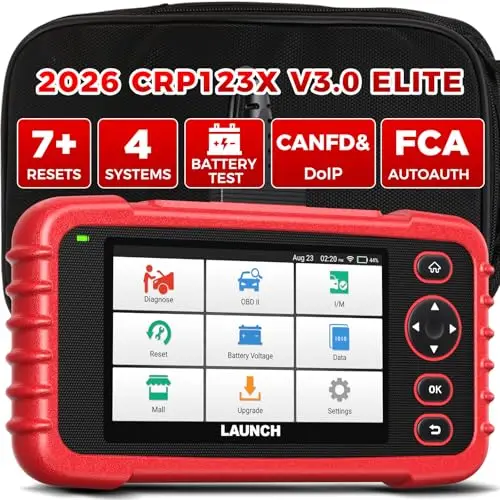 LAUNCH CRP123X V3.0 Valise Diagnostic Auto OBD2 Professionnelle - Compatible Toutes Marques, Diagnostic 4 Systèmes, Reset EPB/FAP/Vidange, SAS/BMS/TPMS, Test Batterie, Lecture VIN avec Maj GRATUITES