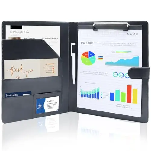 Porte Document, Cuir PU Porte Documents a4 avec Compartiment pour Documents Bloc-Notes et Porte-Stylo pochette document Convient les Fournitures Bureau et Scolaires