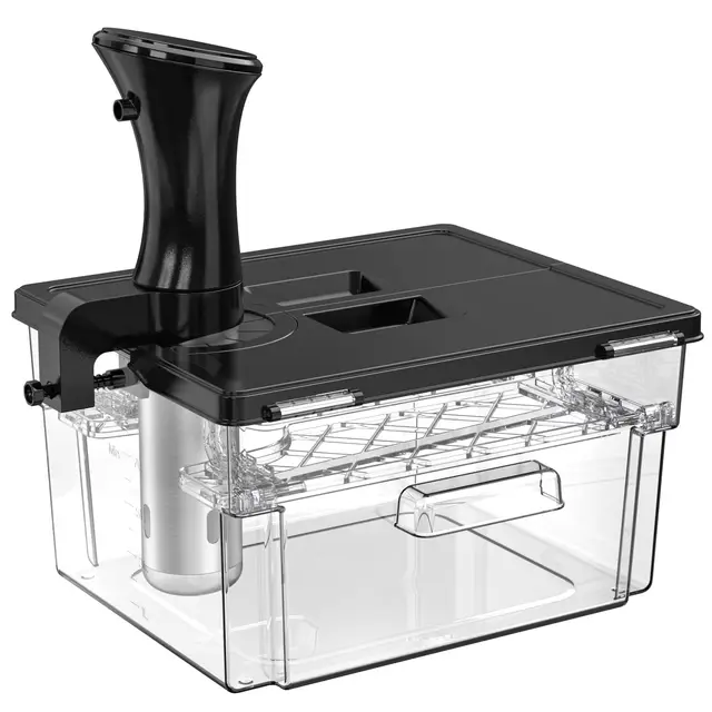 Récipient Sous Vide avec Couvercle Récipient Sous Vide avec Support 11L pour Cuiseur Sous Vide Plusieurs Marques Adaptées Multifonctionnel Double Porte Clair sans BPA
