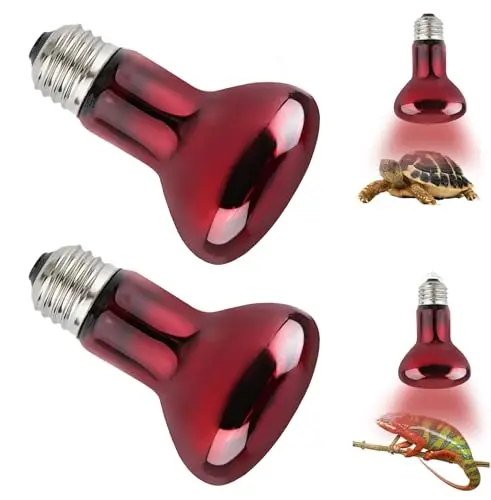 Reptile Ampoules Chauffantes, 2 Pièces Lampe Chauffante Infrarouge Dimmable E27 50W Rouge ampoule chauffante Pour Reptiles & Amphibiens, Dragon Barbu, Lézard, Tortue