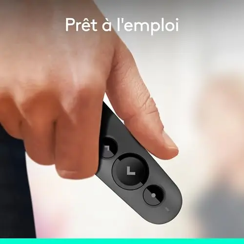 Logitech R500s de Classe 1 Bluetooth et USB Télécommande de présentation Laser/Télécommande de présentation - Compatibilité Universelle, portée de 20 m, Personnalisable - Gris foncé Noir