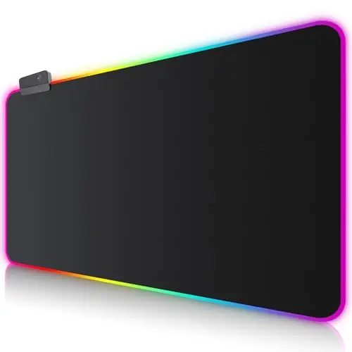 Tapis de Souris Gaming RGB XXL (900 x 400 mm), 14 Effets D'éclairage LED, Étanche, Antidérapant, Résistant à l'usure pour Gamer, Ordinateur, PC
