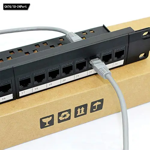 Panneau De Brassage RéSeau, 24 Ports 1U Montable en Rack Cat6 Patch Panel, Rj45 Pro 110 Patch Panel RéSeau Facile à Installer, Distinction des CâBles, Aucune Rouille Et Durable (Rj45 Droit)