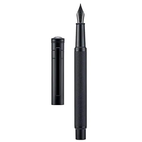 Hongdian Stylo Plume Forêt Noir Mat Pointe Extra Fine Design Classique avec Convertisseur et Boîte en Métal