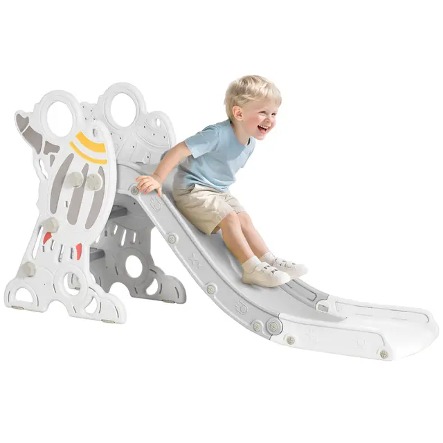 AIYAPLAY Toboggan pour Enfants, Toboggan intérieur pour Enfants, de 18 à 36 Mois, jusqu'à 30 kg, 157L x 46,5l x 80H cm, Gris