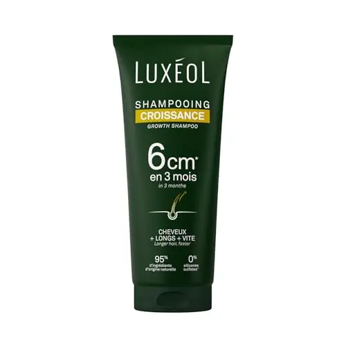 LUXÉOL - Shampoing Croissance - Pousse de 6cm en 3 Mois* - Des Cheveux Plus Longs Plus Vite - Cliniquement Prouvé - Formule d'Origine Naturelle - Huile de Ricin, Amla & Ginseng(3) - 200 ml