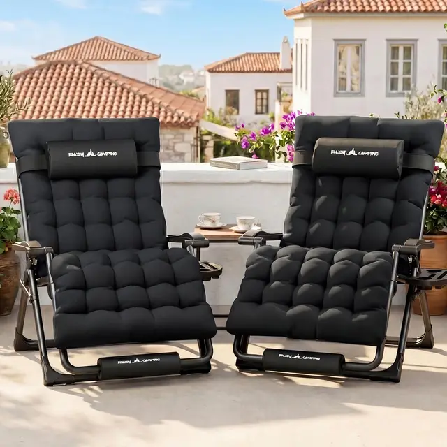 UDPATIO Transat Bain de Soleil XXL Noir