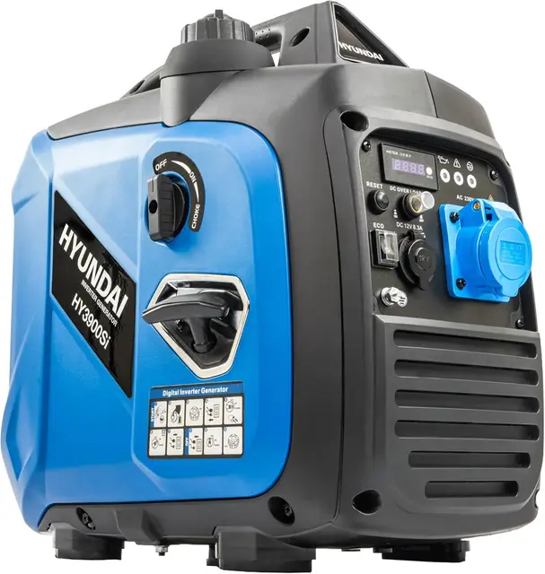 Hyundai Groupe Électrogène Inverter 3300 W / 3 kW Continu, Essence, Silencieux, Onde Sinusoïdale Pure, Prise 16A, Garantie 3 Ans - HY3900Si-EU