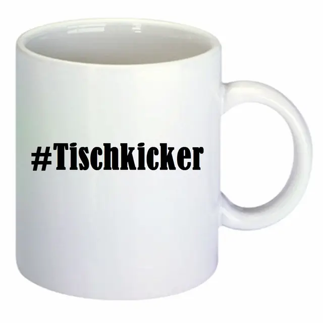 Kaffeetasse #Tischkicker Hashtag Raute Keramik Höhe 9,5cm ? 8cm in Weiß