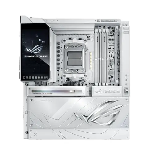 ASUS ROG Crosshair X870E Glacial Gaming Socket AMD AM5 (E-ATX, Advanced AI, DDR5, 10G Ethernet, WiFi 7, 2 x PCIe 5.0 NVMe SSD, 2 x PCIe 4.0 M.2, 12 x USB 10 Gbps)